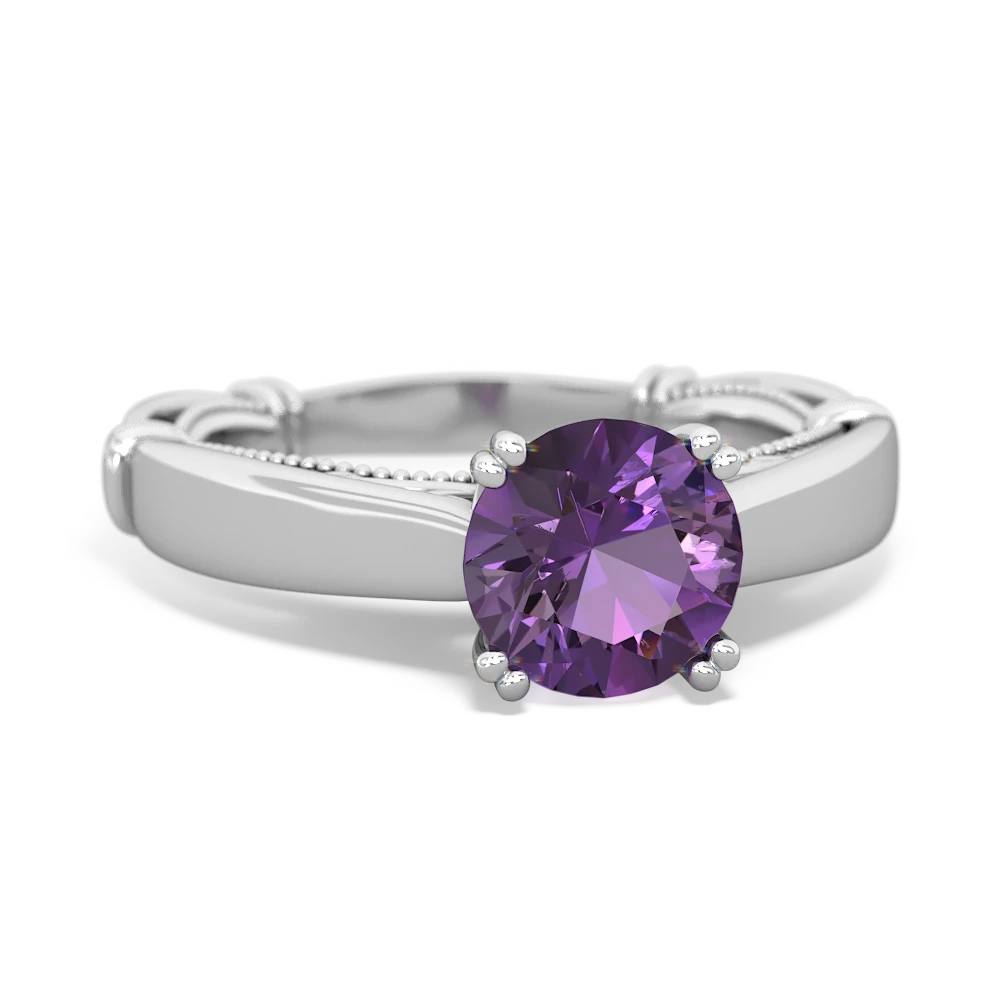 Amethyst Renaissance 14K White Gold ring R27806RD