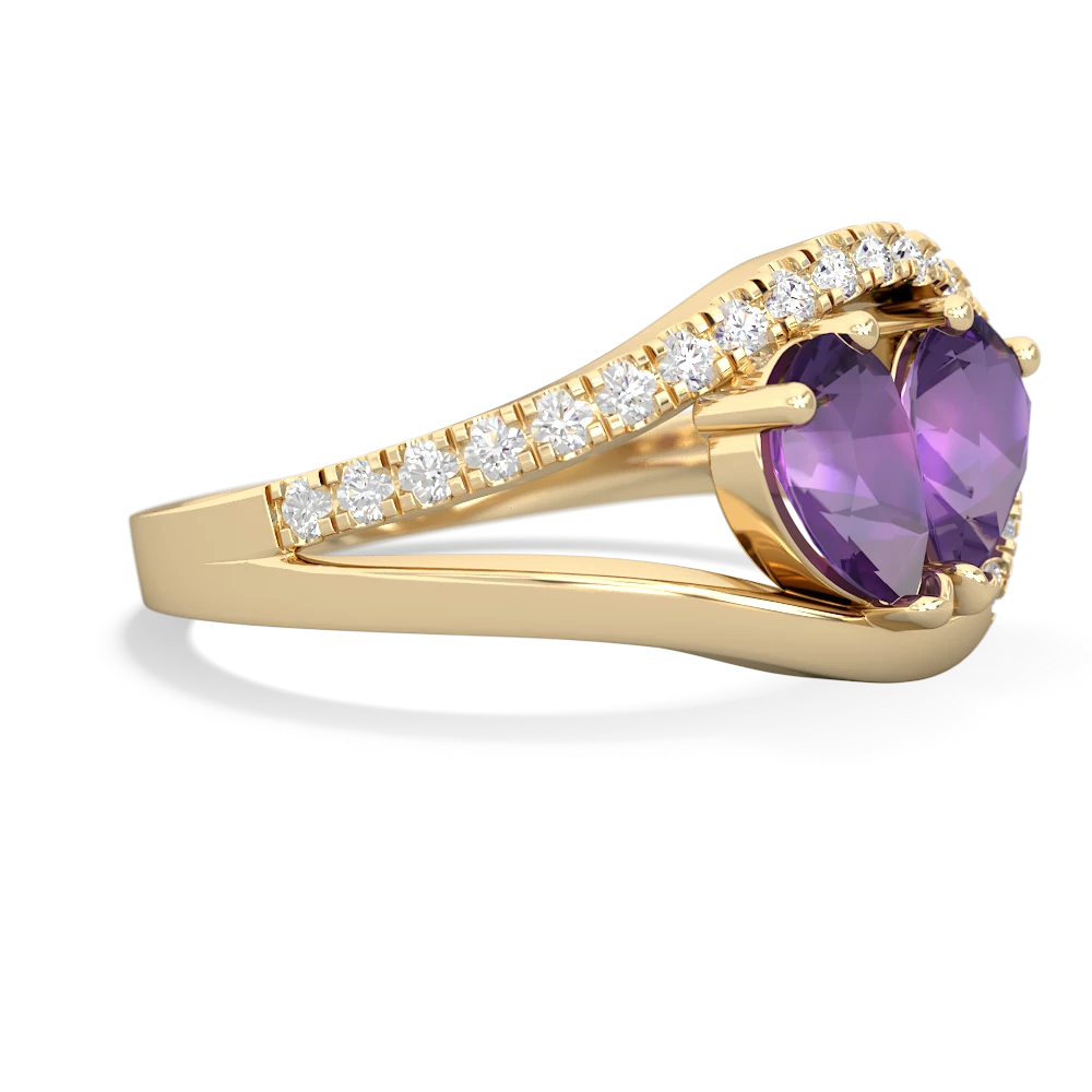 Amethyst Nestled Heart Keepsake 14K Yellow Gold ring R5650