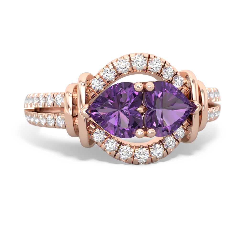 Amethyst Art-Deco Keepsake 14K Rose Gold ring R5630