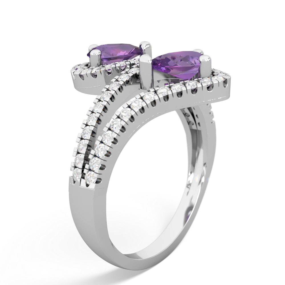 Amethyst Diamond Dazzler 14K White Gold ring R3000