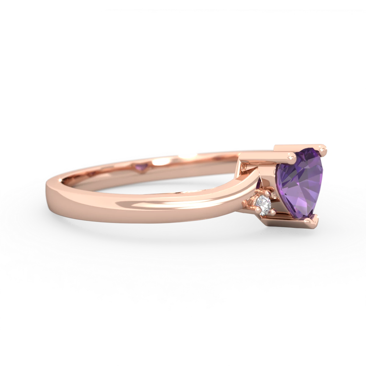 Amethyst Delicate Heart 14K Rose Gold ring R0203