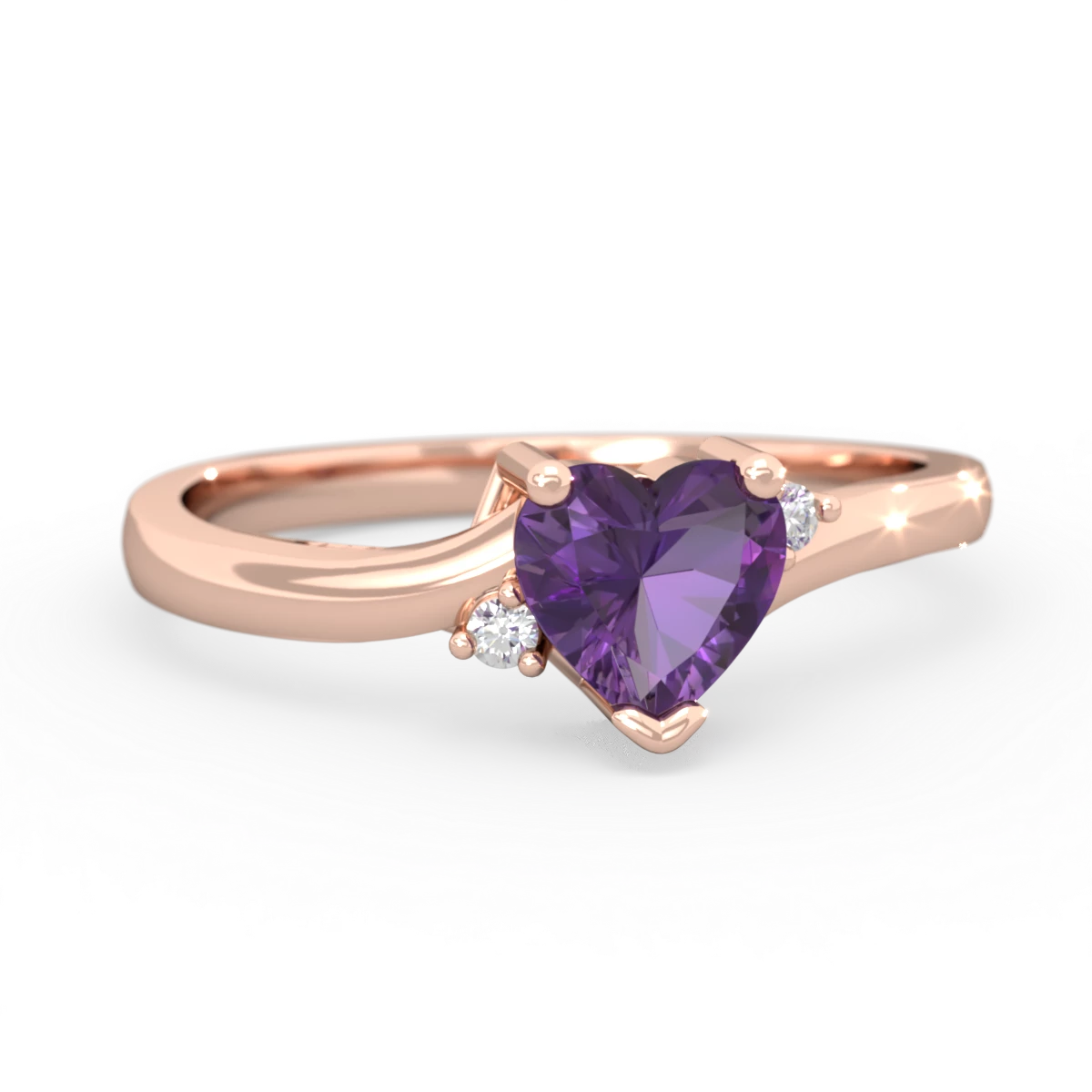 Amethyst Delicate Heart 14K Rose Gold ring R0203