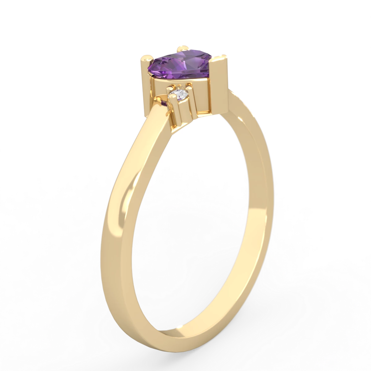 Amethyst Delicate Heart 14K Yellow Gold ring R0203