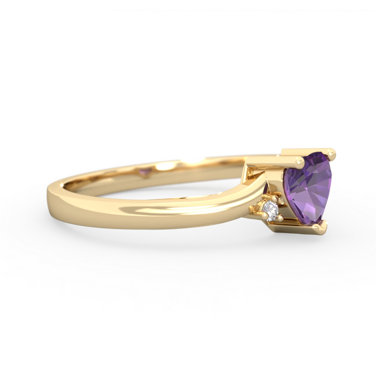 Amethyst Delicate Heart 14K Yellow Gold ring R0203