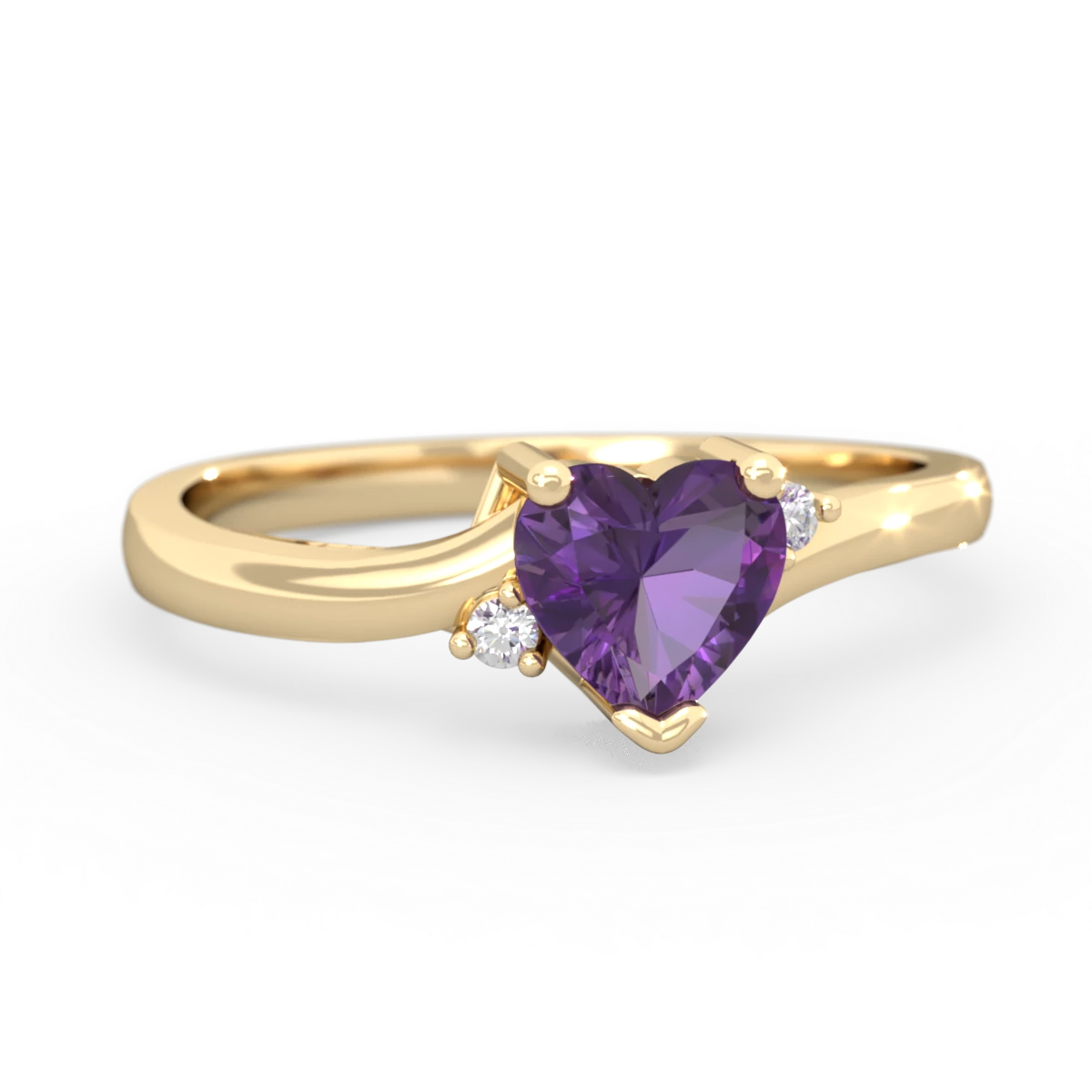 Amethyst Delicate Heart 14K Yellow Gold ring R0203