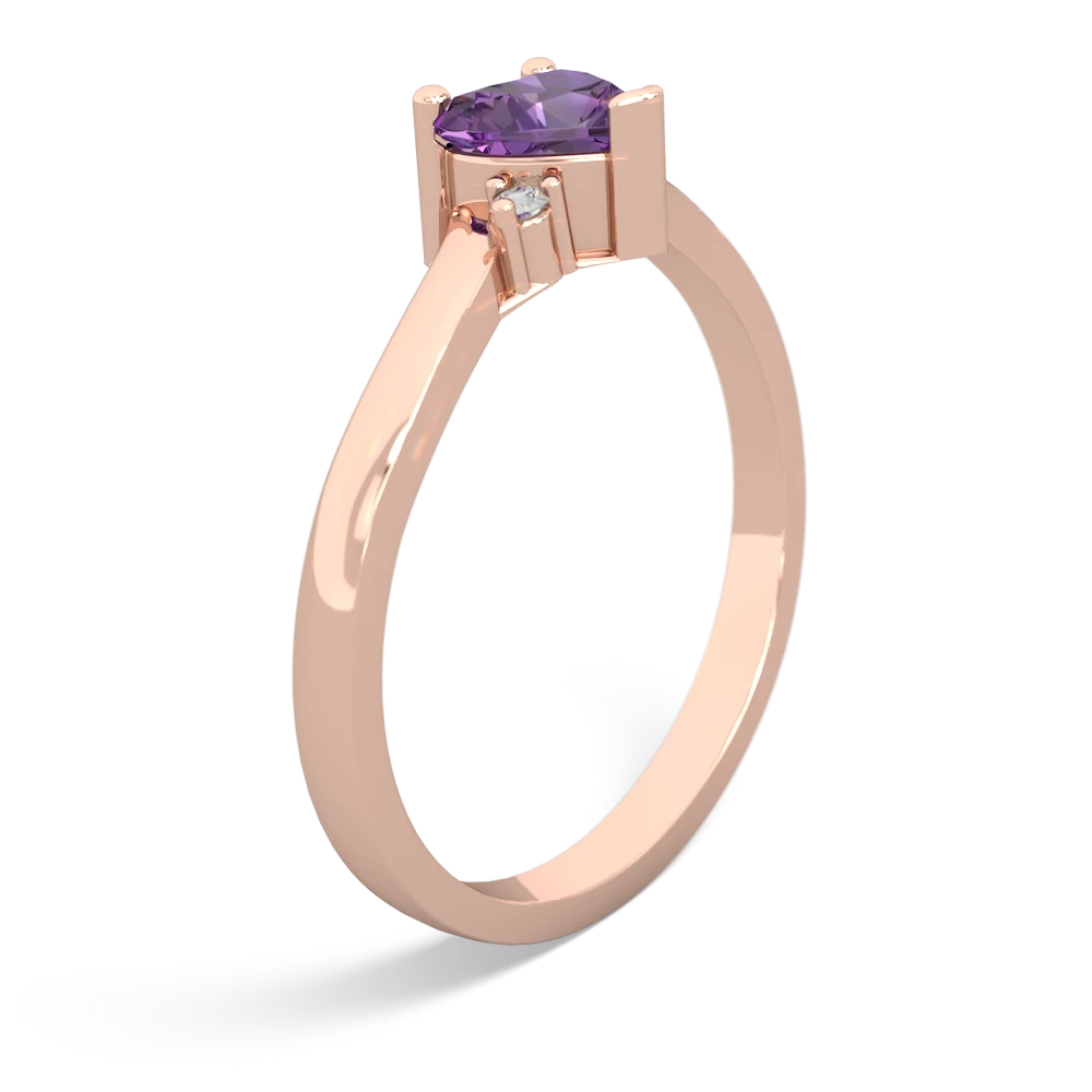 Amethyst Delicate Heart 14K Rose Gold ring R0203