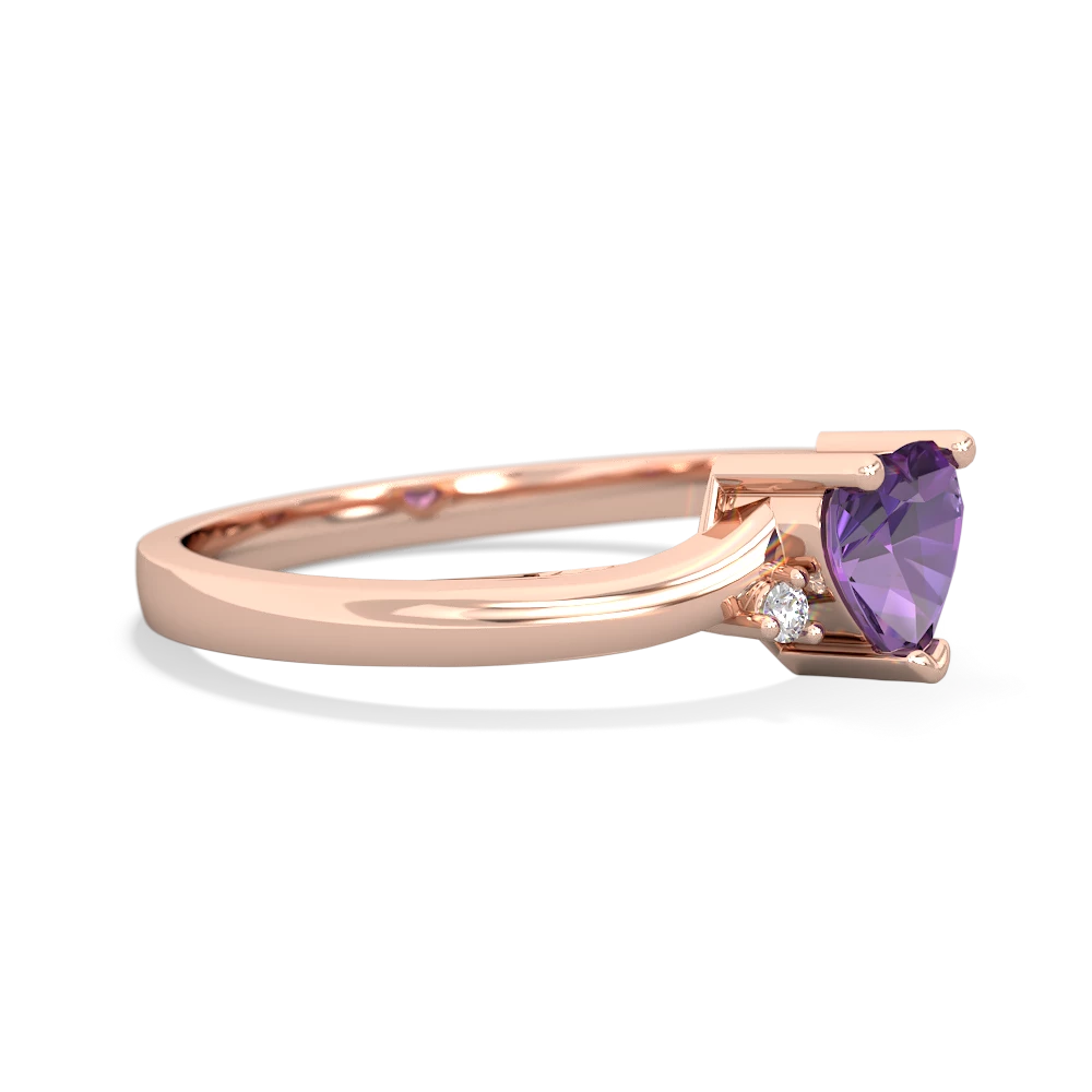 Amethyst Delicate Heart 14K Rose Gold ring R0203