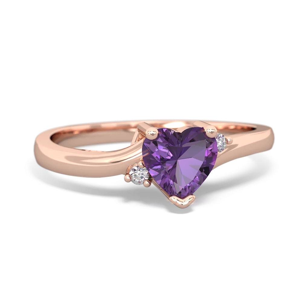 Amethyst Delicate Heart 14K Rose Gold ring R0203