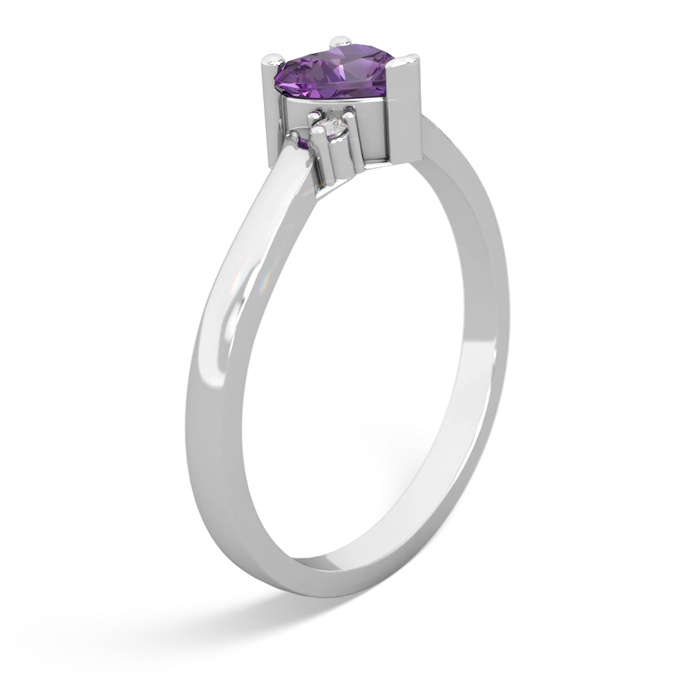 Amethyst Delicate Heart 14K White Gold ring R0203