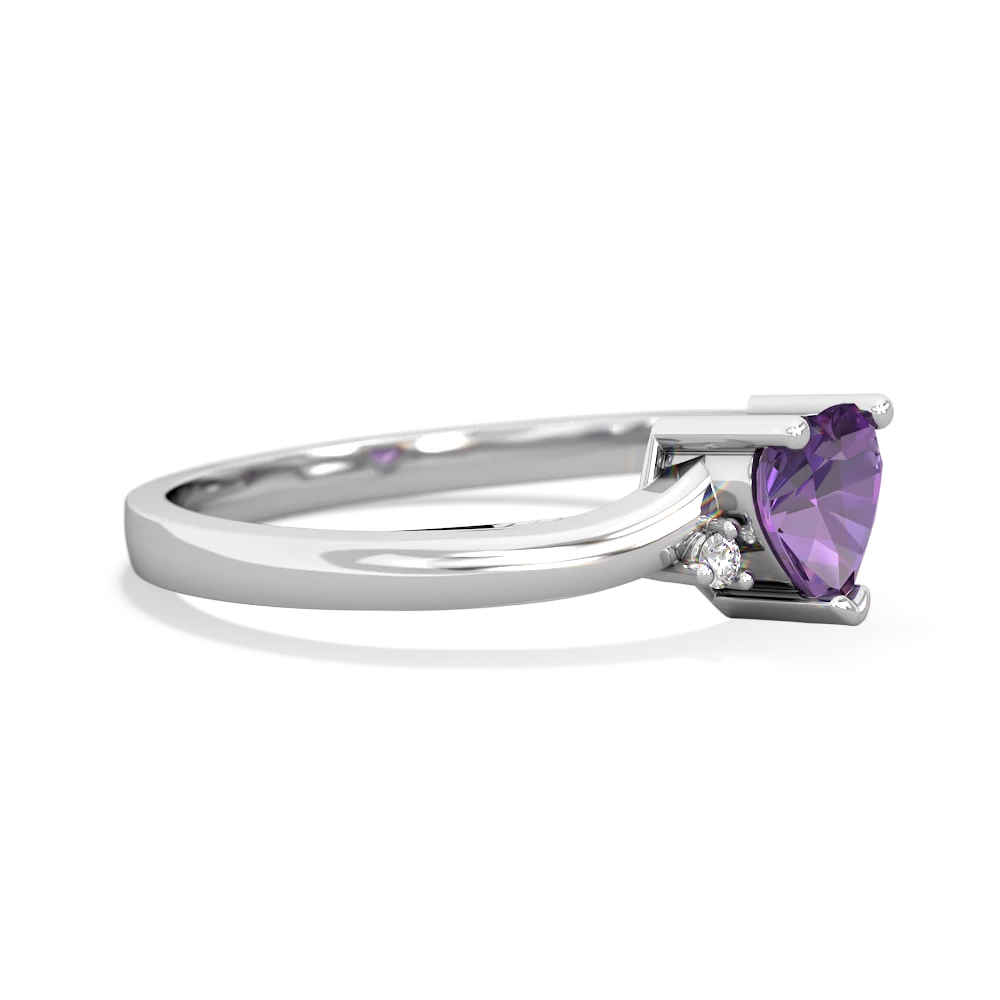 Amethyst Delicate Heart 14K White Gold ring R0203