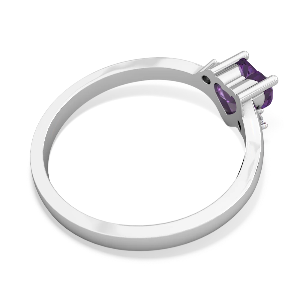 Amethyst Delicate Heart 14K White Gold ring R0203