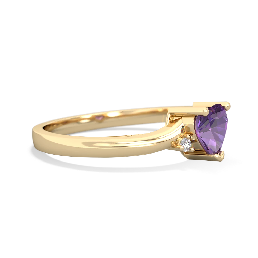 Amethyst Delicate Heart 14K Yellow Gold ring R0203