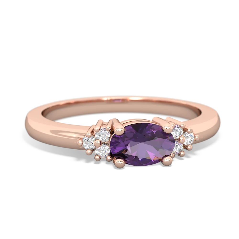 Amethyst Simply Elegant East-West 14K Rose Gold ring R2480