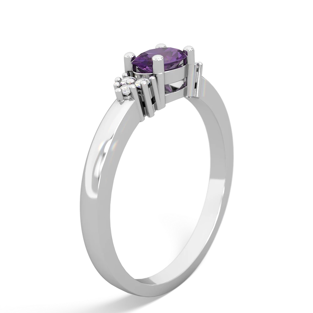 Amethyst Simply Elegant East-West 14K White Gold ring R2480