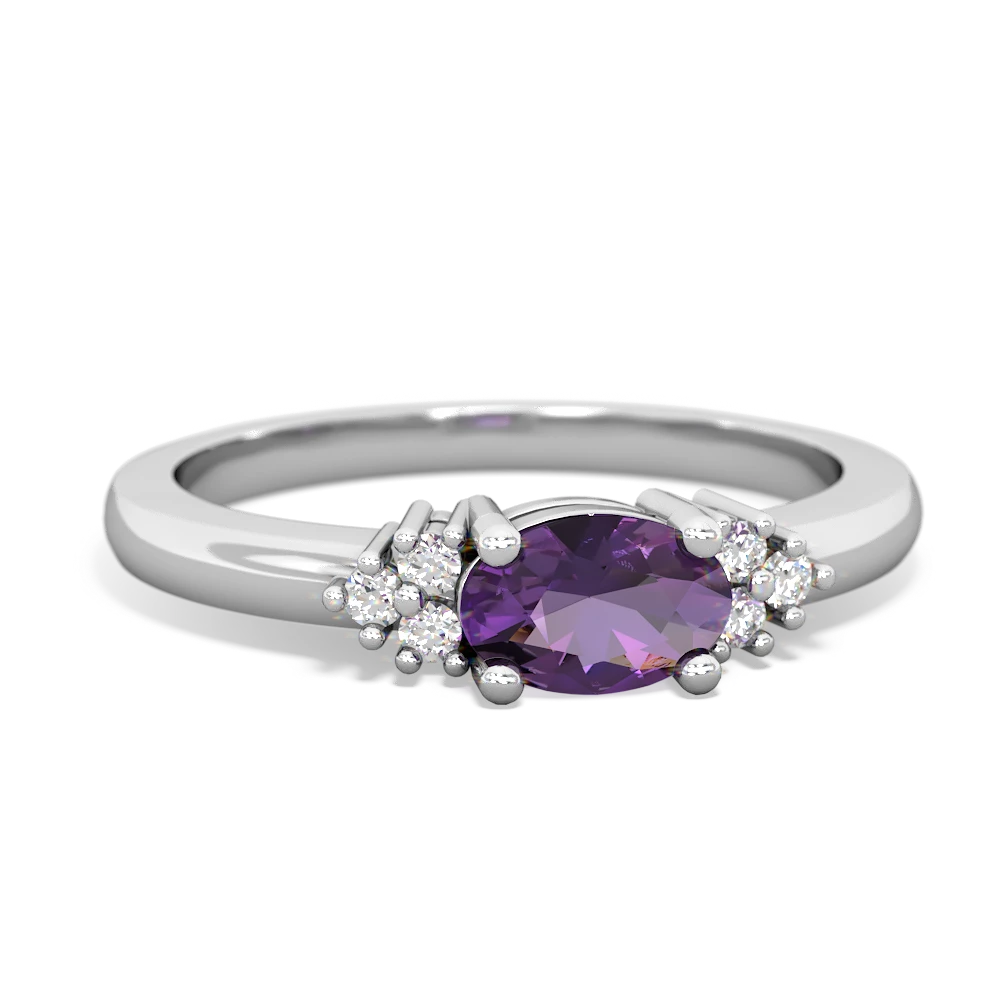 Amethyst Simply Elegant East-West 14K White Gold ring R2480