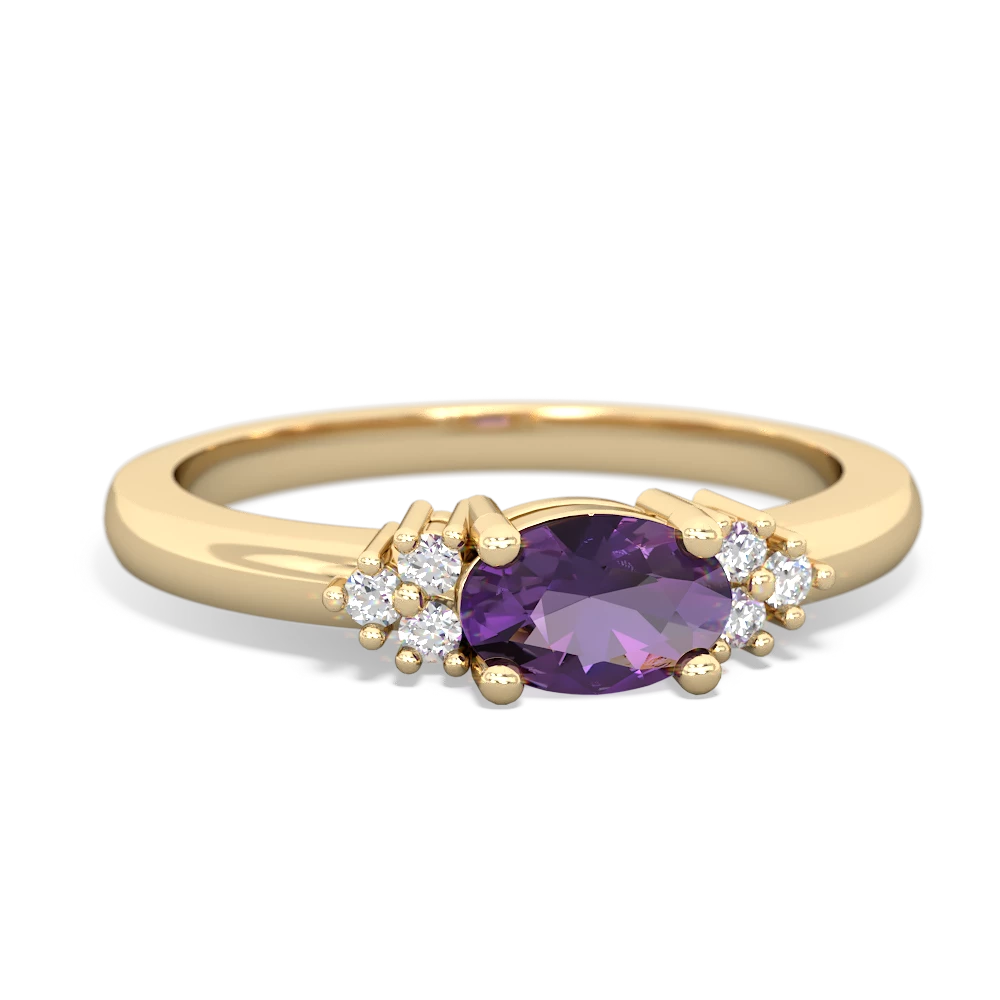 Amethyst Simply Elegant East-West 14K Yellow Gold ring R2480