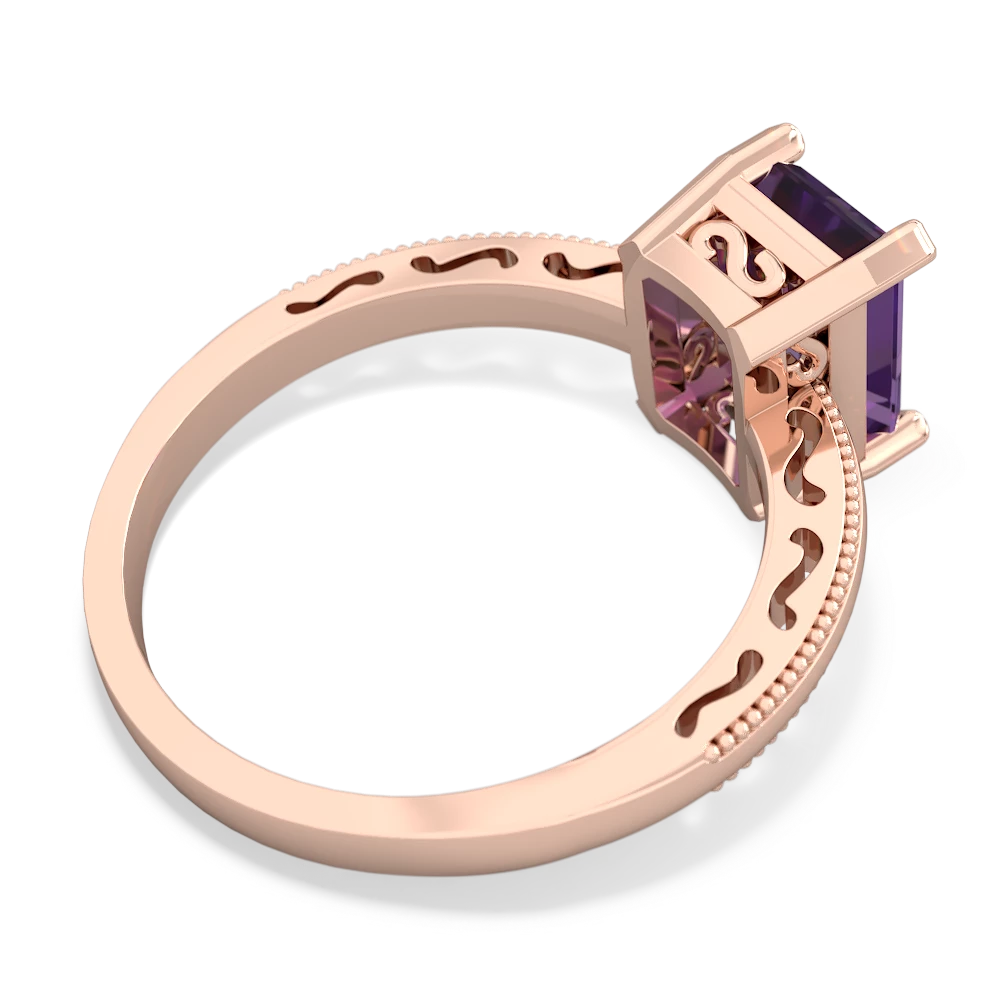 Amethyst Milgrain Scroll 14K Rose Gold ring R2338