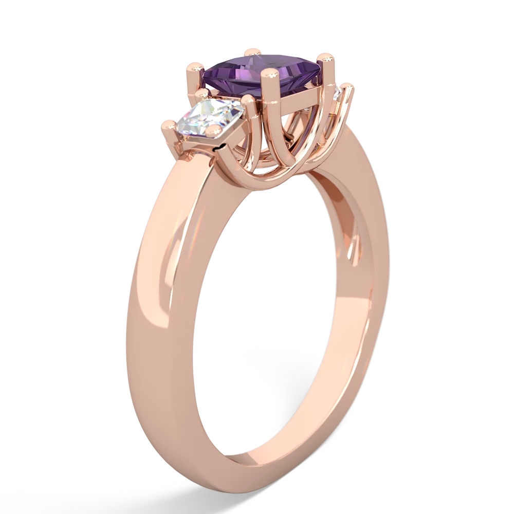 Amethyst Three Stone Trellis 14K Rose Gold ring R4015