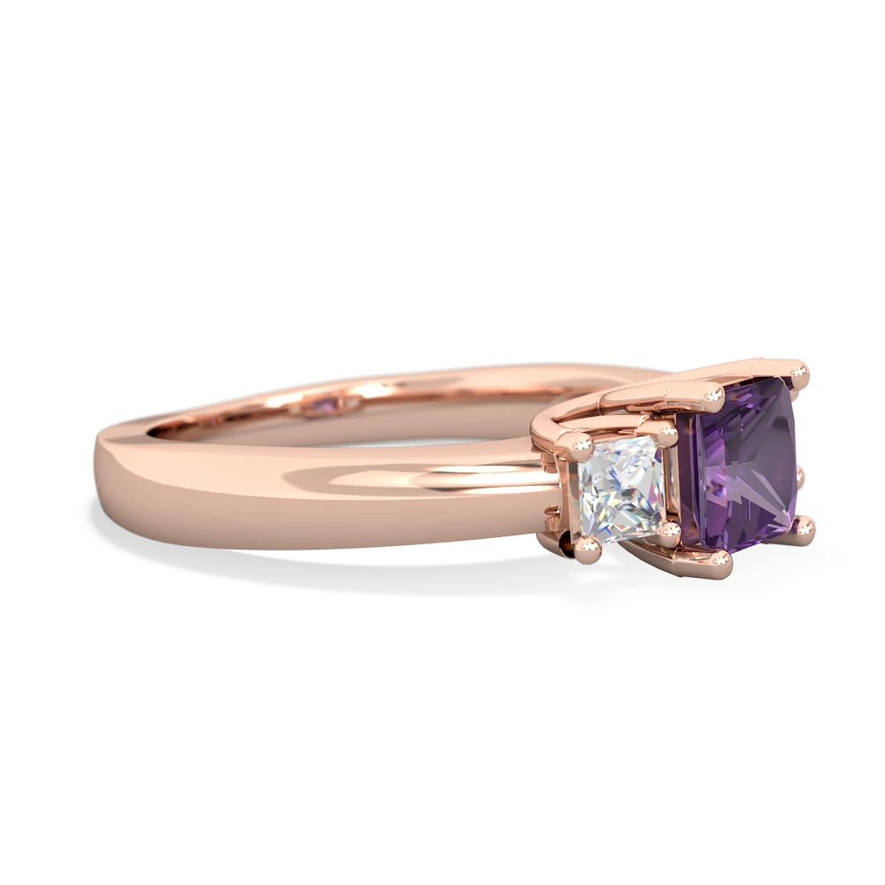 Amethyst Three Stone Trellis 14K Rose Gold ring R4015