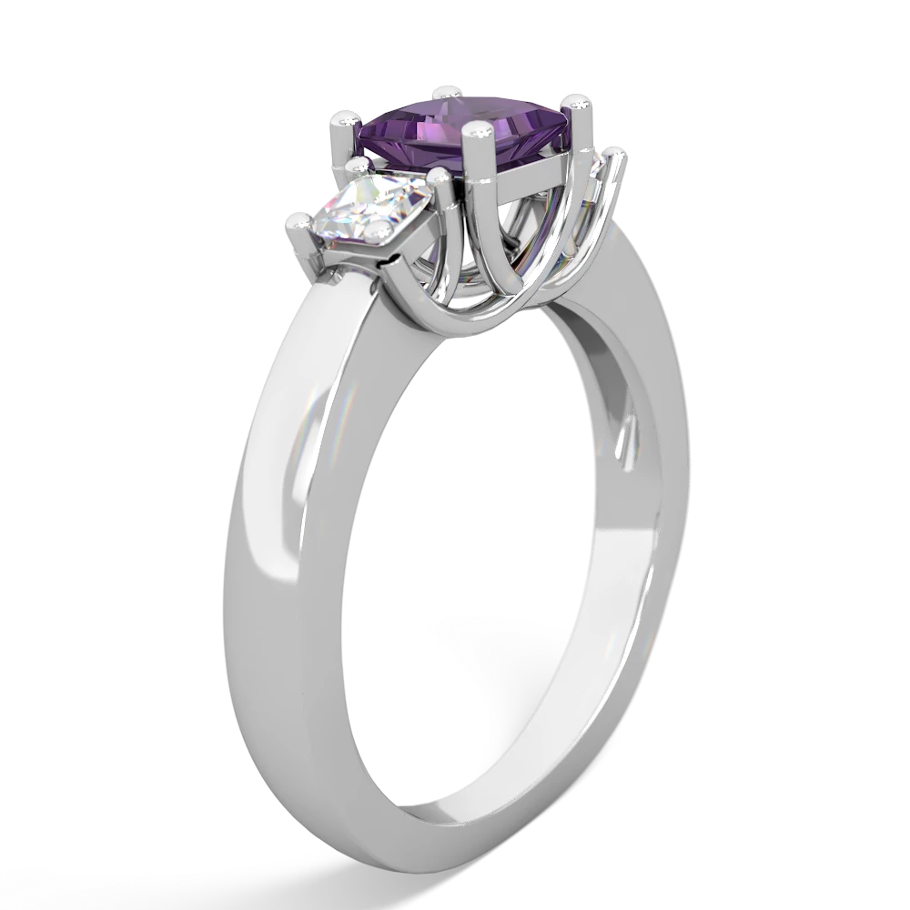 Amethyst Three Stone Trellis 14K White Gold ring R4015