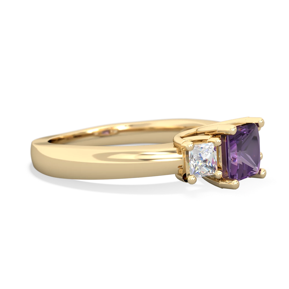 Amethyst Three Stone Trellis 14K Yellow Gold ring R4015