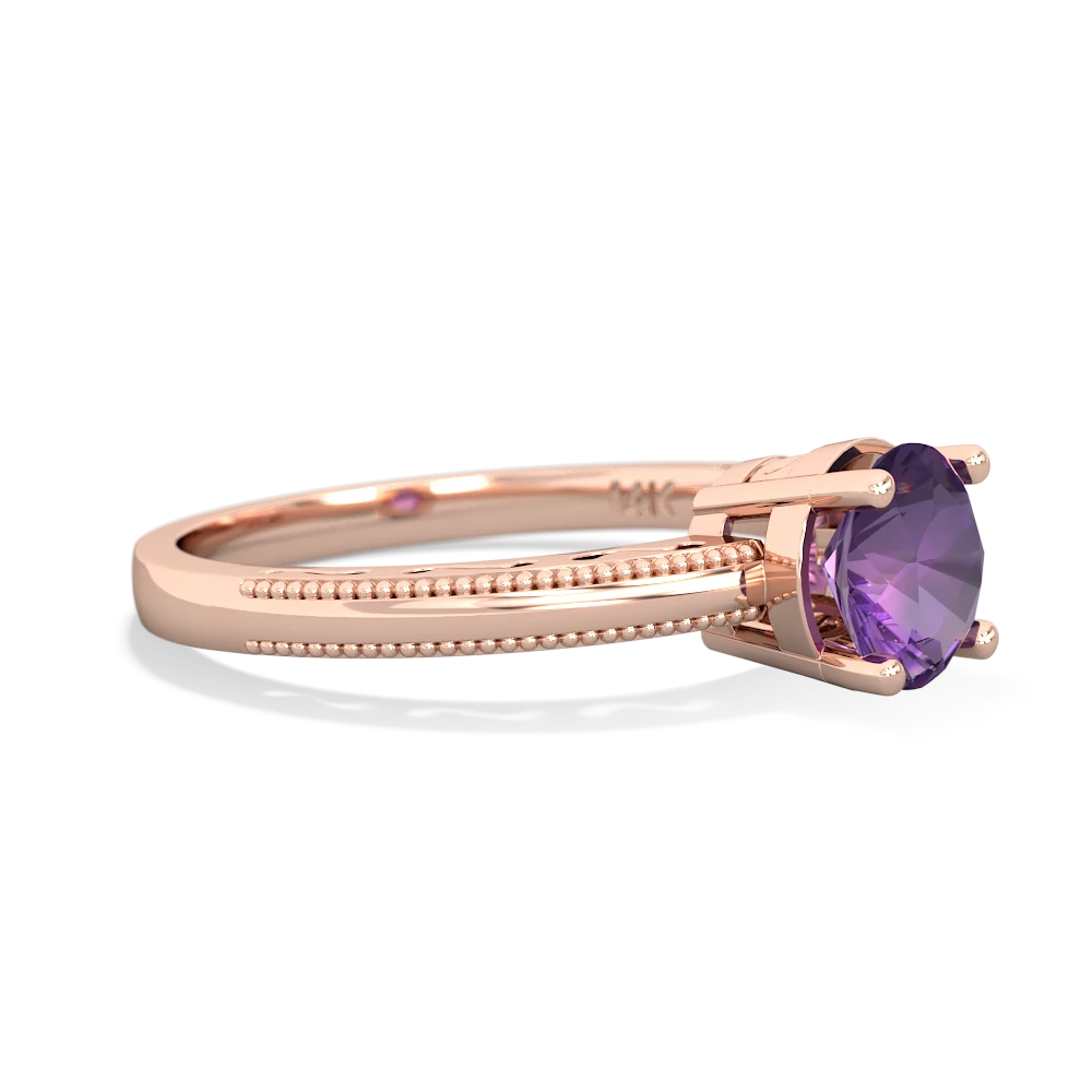 Amethyst Milgrain Filigree 14K Rose Gold ring R5090