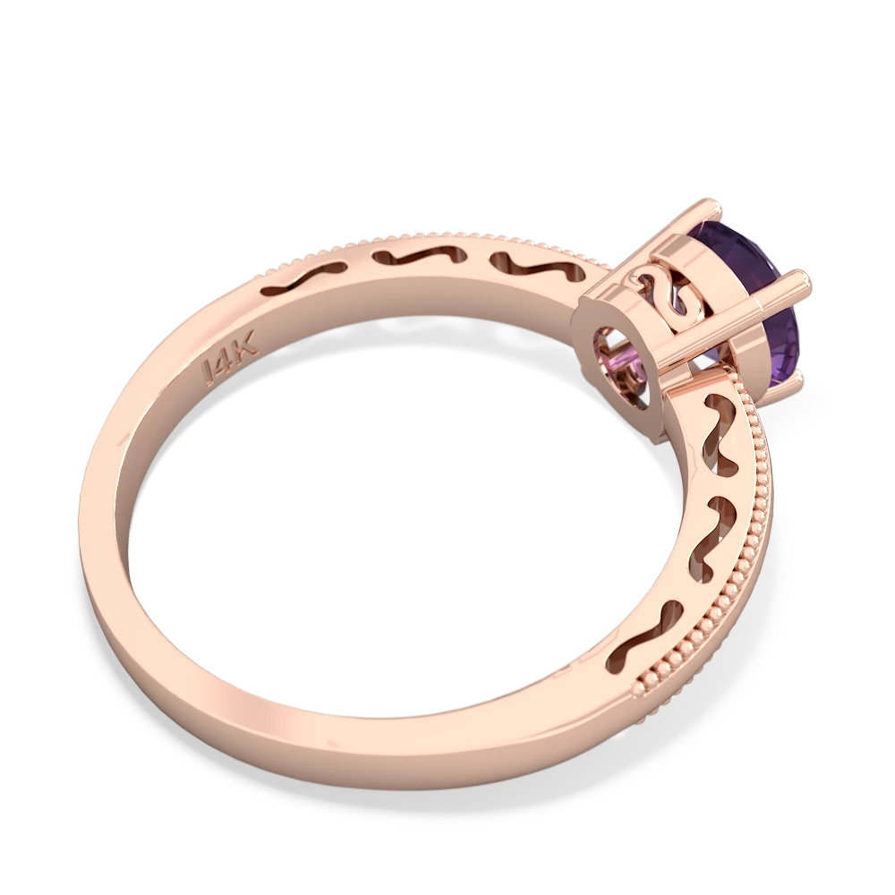 Amethyst Milgrain Filigree 14K Rose Gold ring R5090