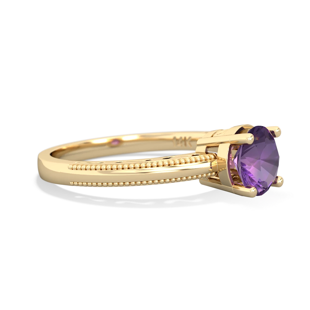 Amethyst Milgrain Filigree 14K Yellow Gold ring R5090