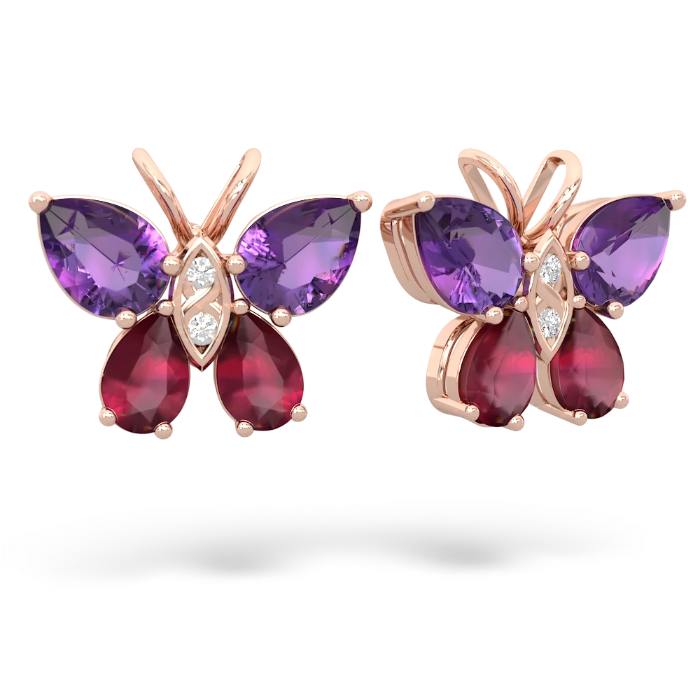 Amethyst Butterfly 14K Rose Gold earrings E2215