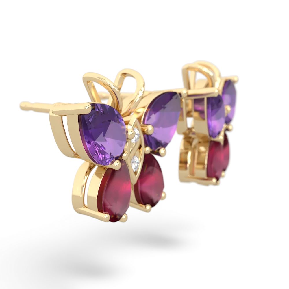 Amethyst Butterfly 14K Yellow Gold earrings E2215