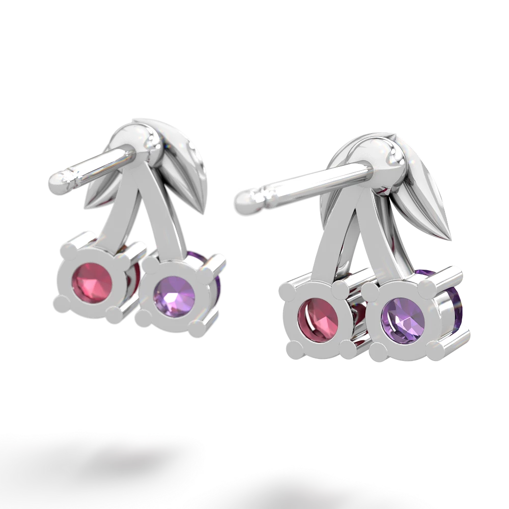 Amethyst Sweet Cherries 14K White Gold earrings E7001