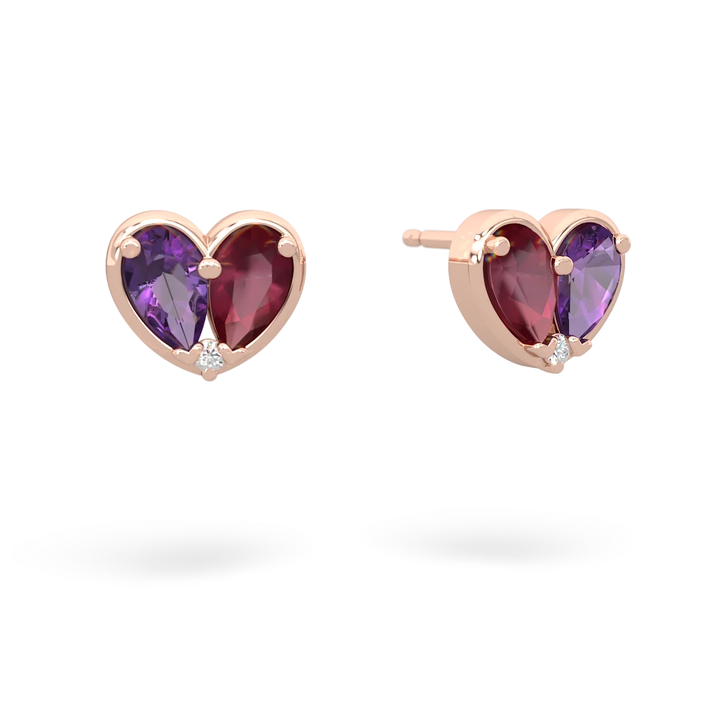 Amethyst 'Our Heart' 14K Rose Gold earrings E5072
