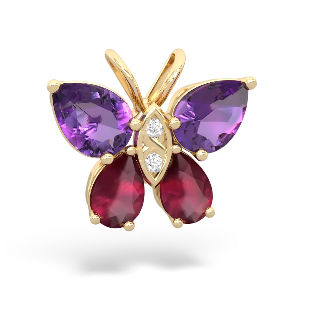 Amethyst Butterfly 14K Yellow Gold pendant P2215