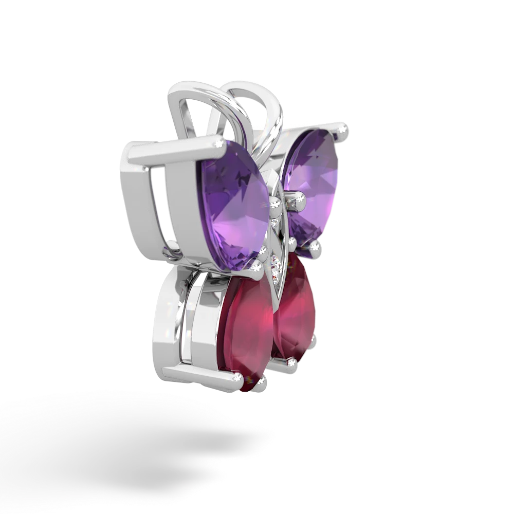 Amethyst Butterfly 14K White Gold pendant P2215