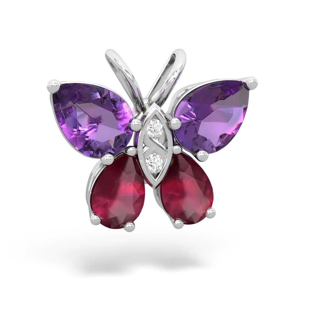 Amethyst Butterfly 14K White Gold pendant P2215