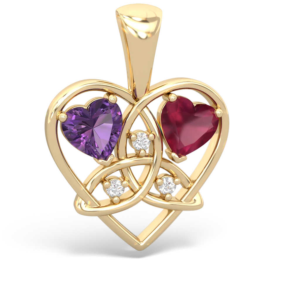 Amethyst Celtic Trinity Heart 14K Yellow Gold pendant P5331