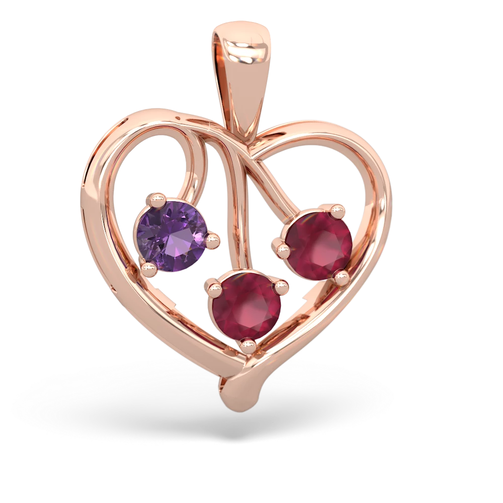 Amethyst Glowing Heart 14K Rose Gold pendant P2233