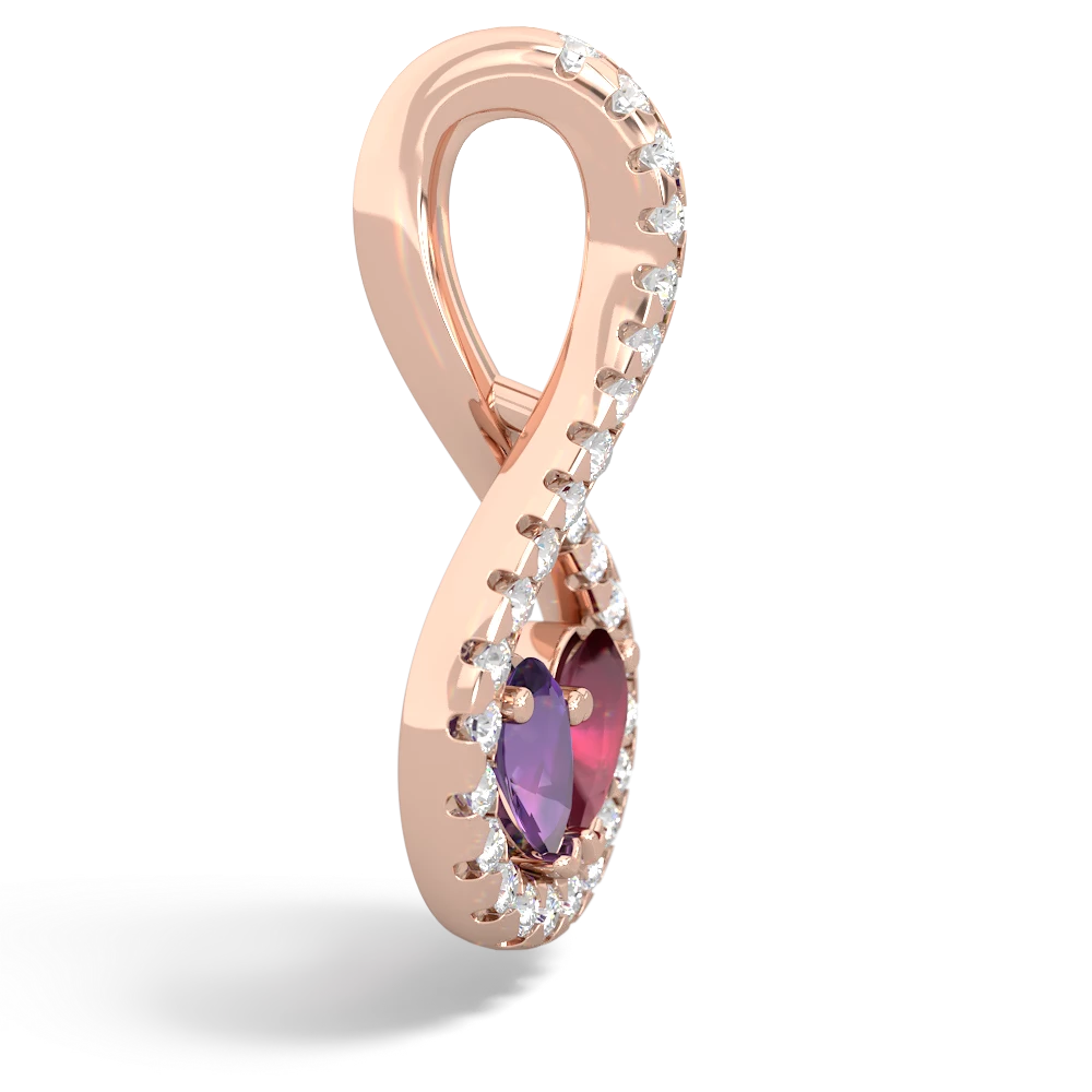 Amethyst Pave Twist 'One Heart' 14K Rose Gold pendant P5360