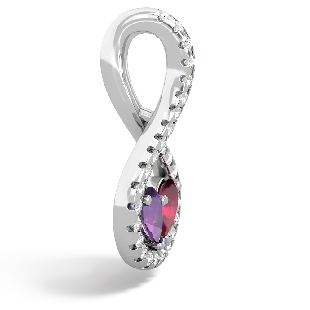 Amethyst Pave Twist 'One Heart' 14K White Gold pendant P5360