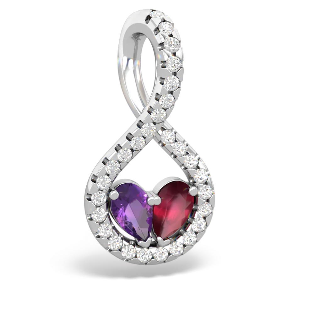 Amethyst Pave Twist 'One Heart' 14K White Gold pendant P5360