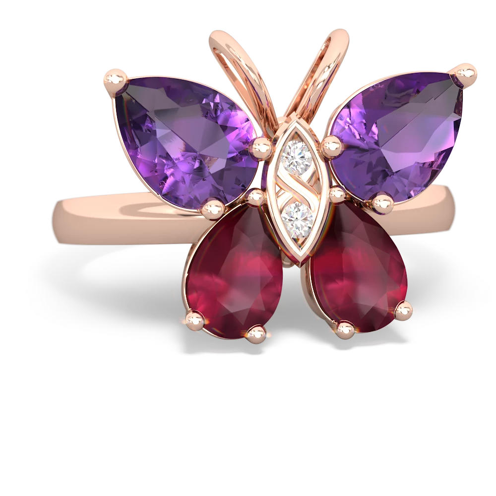 Amethyst Butterfly 14K Rose Gold ring R2215