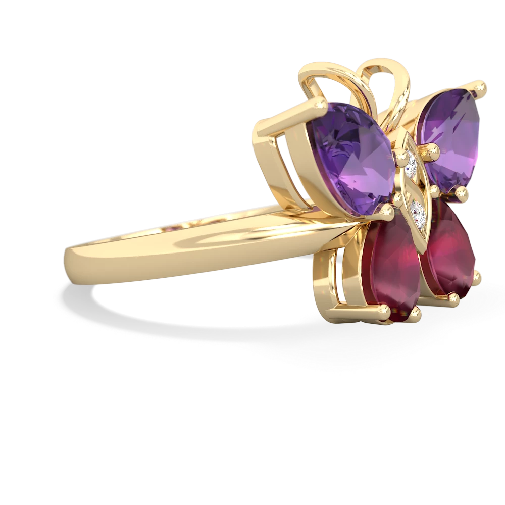 Amethyst Butterfly 14K Yellow Gold ring R2215