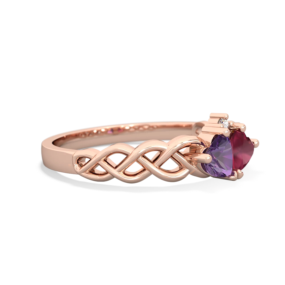 Amethyst Heart To Heart Braid 14K Rose Gold ring R5870