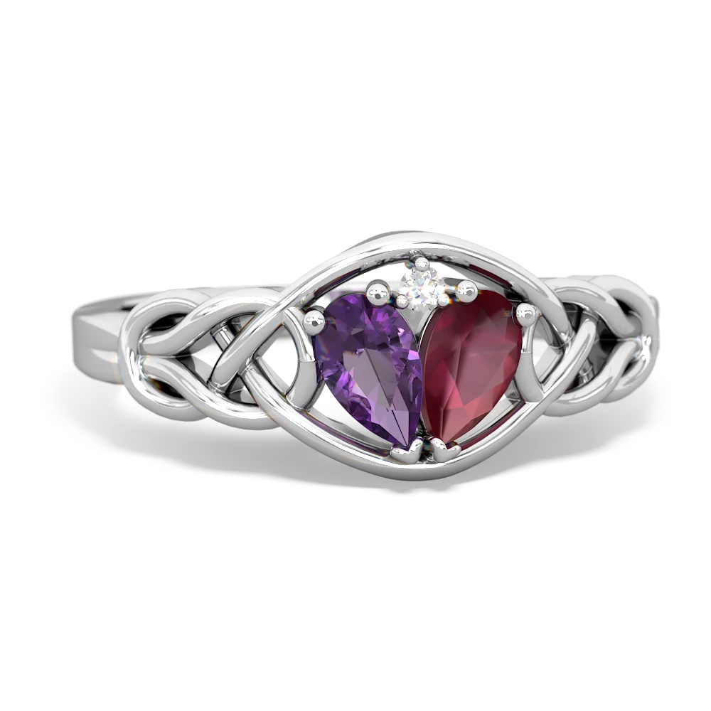 Amethyst Celtic Love Knot 14K White Gold ring R5420