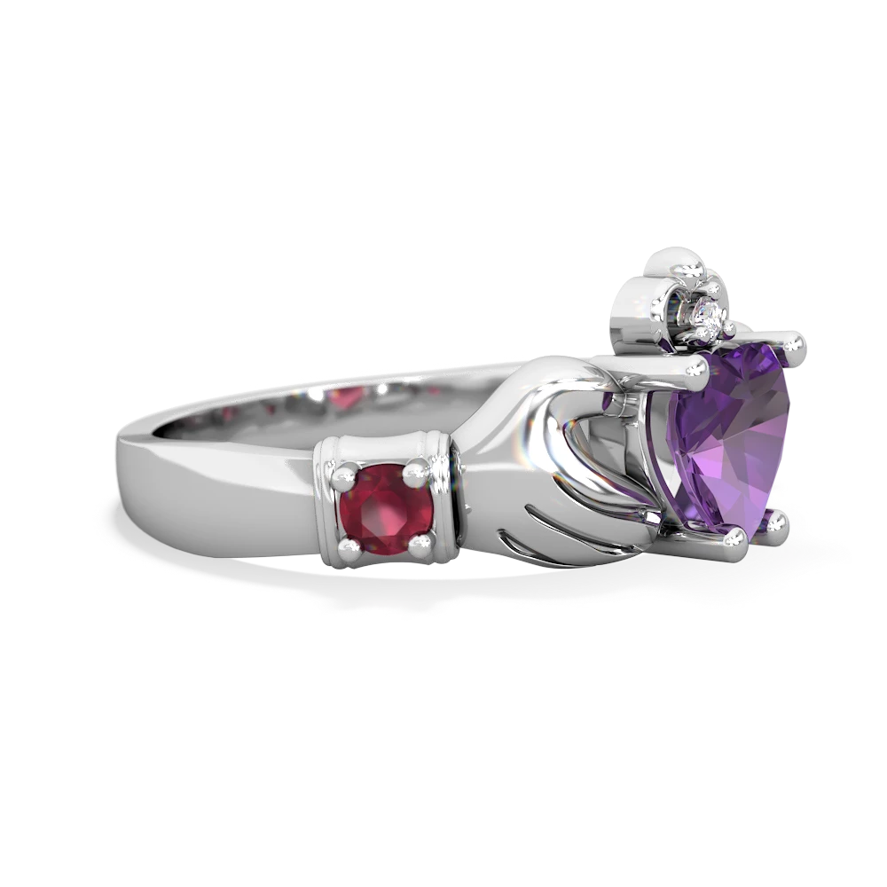 Amethyst Claddagh Keepsake 14K White Gold ring R5245