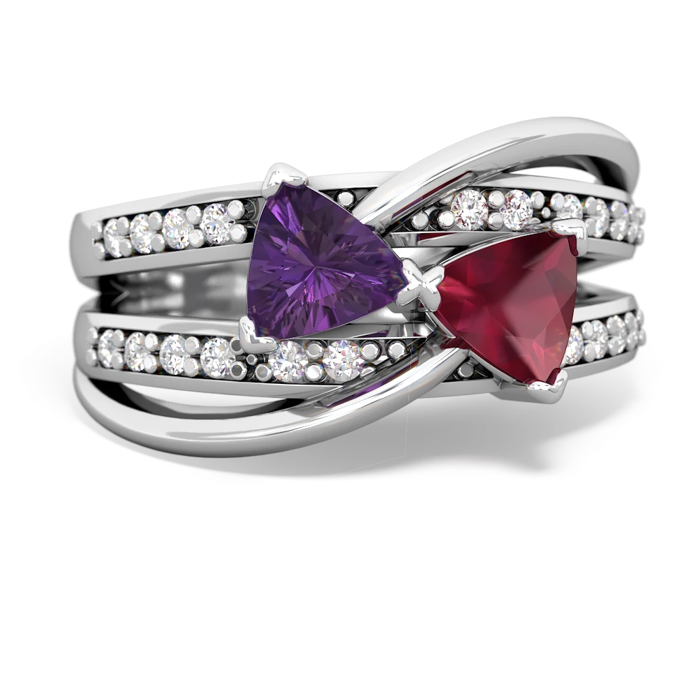 Amethyst Bowtie 14K White Gold ring R2360