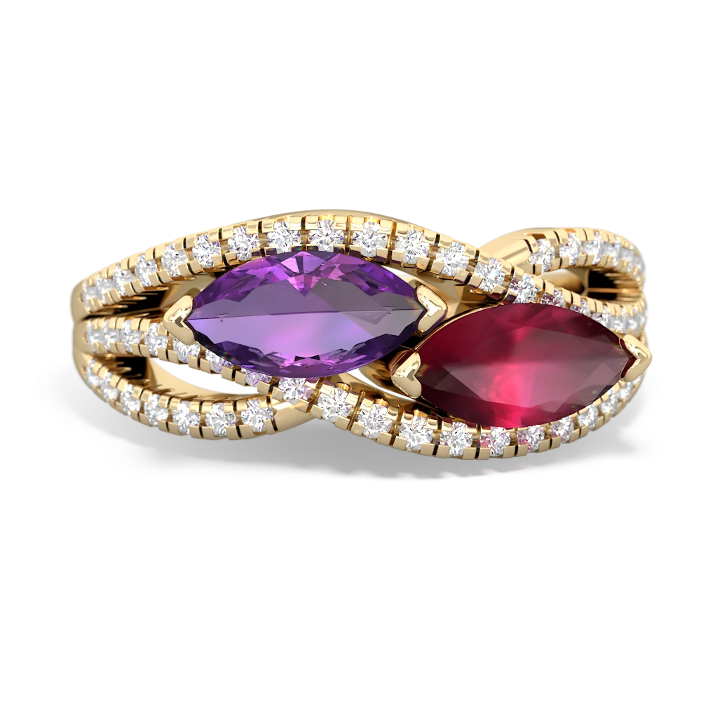 Amethyst Diamond Rivers 14K Yellow Gold ring R3070