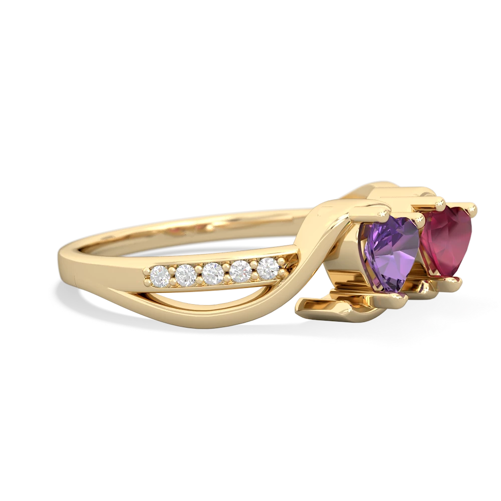 Amethyst Side By Side 14K Yellow Gold ring R3090