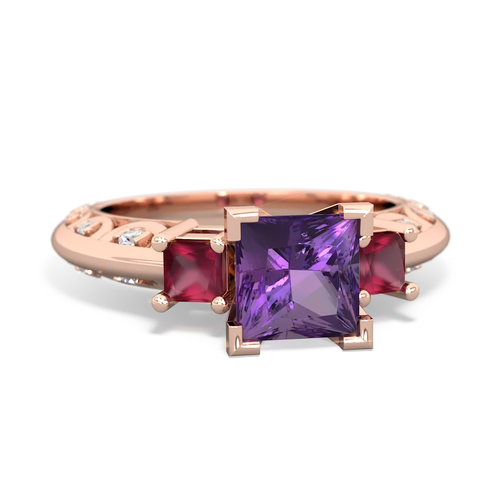 Amethyst Eternal Embrace Engagement 14K Rose Gold ring C2001