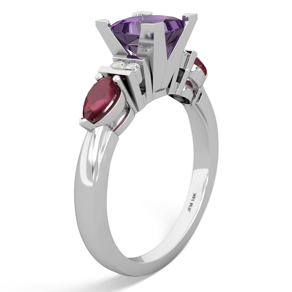 Amethyst 6Mm Princess Eternal Embrace Engagement 14K White Gold ring C2002